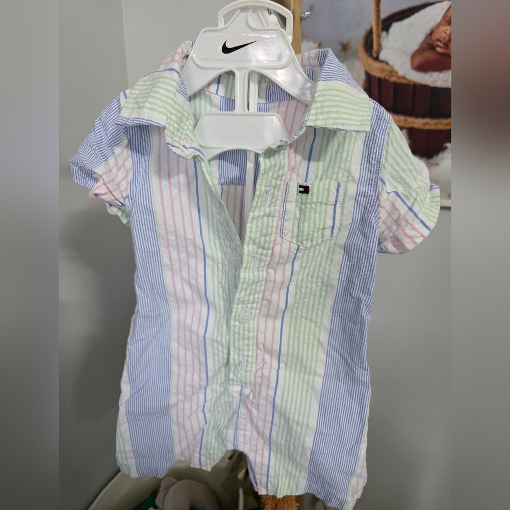 Tommy Hilfiger Striped Bodysuit - Blue, Green, Pink